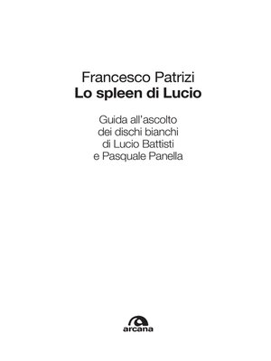 cover image of Lo spleen di Lucio